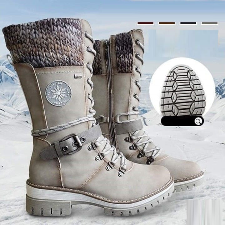 Bexley | Lace-Up Knit Cuff Mid-Calf Winter Snow Boots