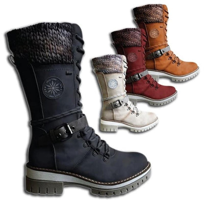 Bexley | Lace-Up Knit Cuff Mid-Calf Winter Snow Boots