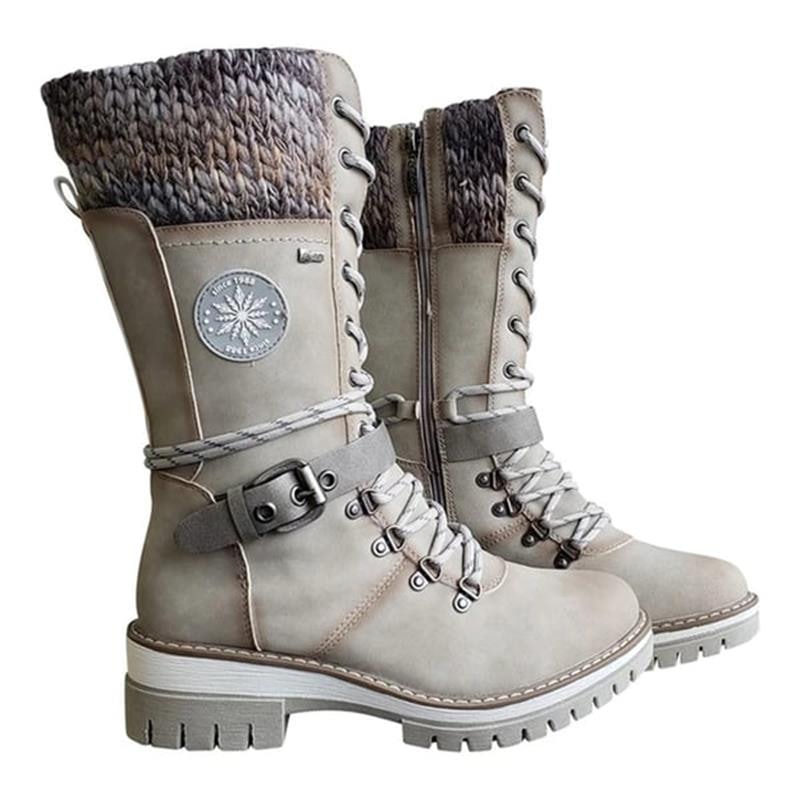 Bexley | Lace-Up Knit Cuff Mid-Calf Winter Snow Boots