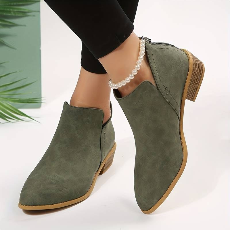 Larkin | Cut-Out Block Heel Pointed Chelsea Boots