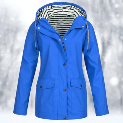 Mariselle | Waterproof Drawstring Hood Button-Front Raincoat