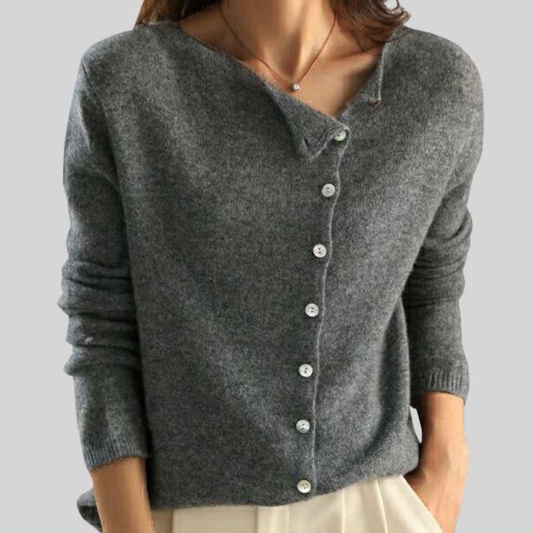 Delia | Asymmetric Button Front Knit Cardigan
