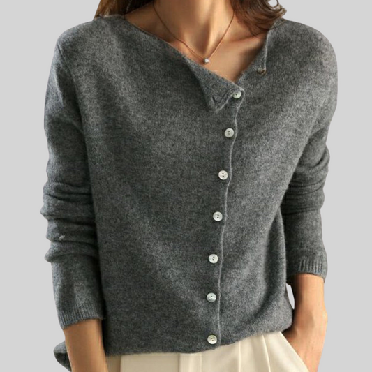 Delia | Asymmetric Button Front Knit Cardigan