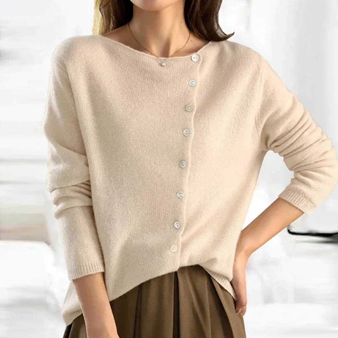Delia | Asymmetric Button Front Knit Cardigan
