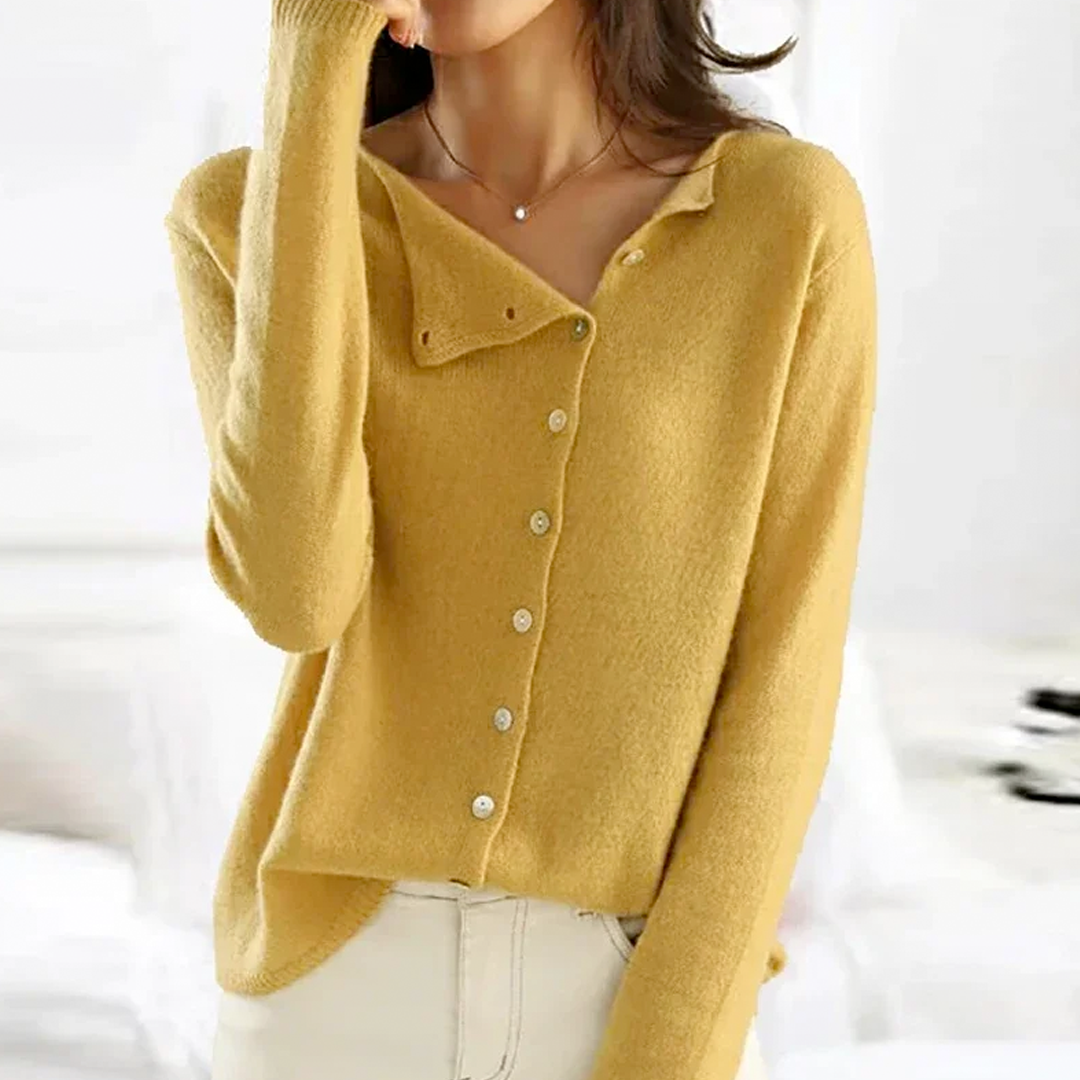 Delia | Asymmetric Button Front Knit Cardigan