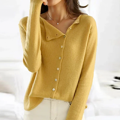 Delia | Asymmetric Button Front Knit Cardigan