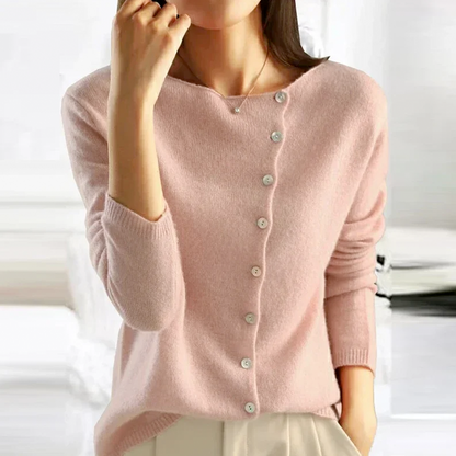 Delia | Asymmetric Button Front Knit Cardigan