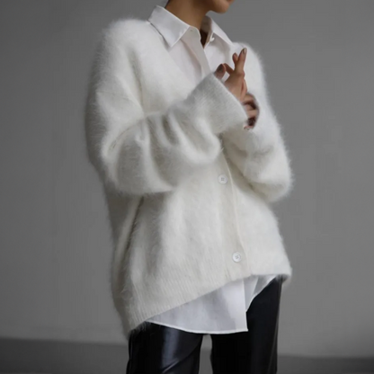 Della | V-Neck Fuzzy Knit Cardigan