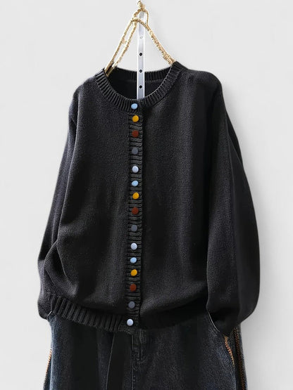 Annaloria | Decorative-Button Relaxed Fit Winter Cardigan