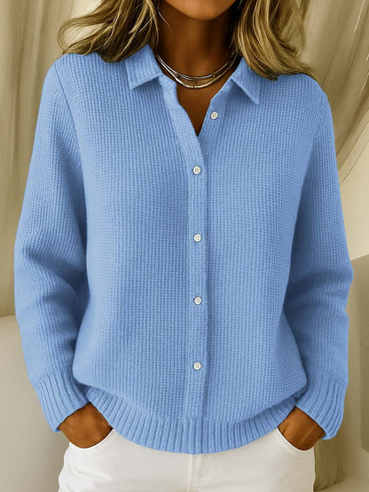 Lisa | Shirt Collar Waffle Knit Cardigan