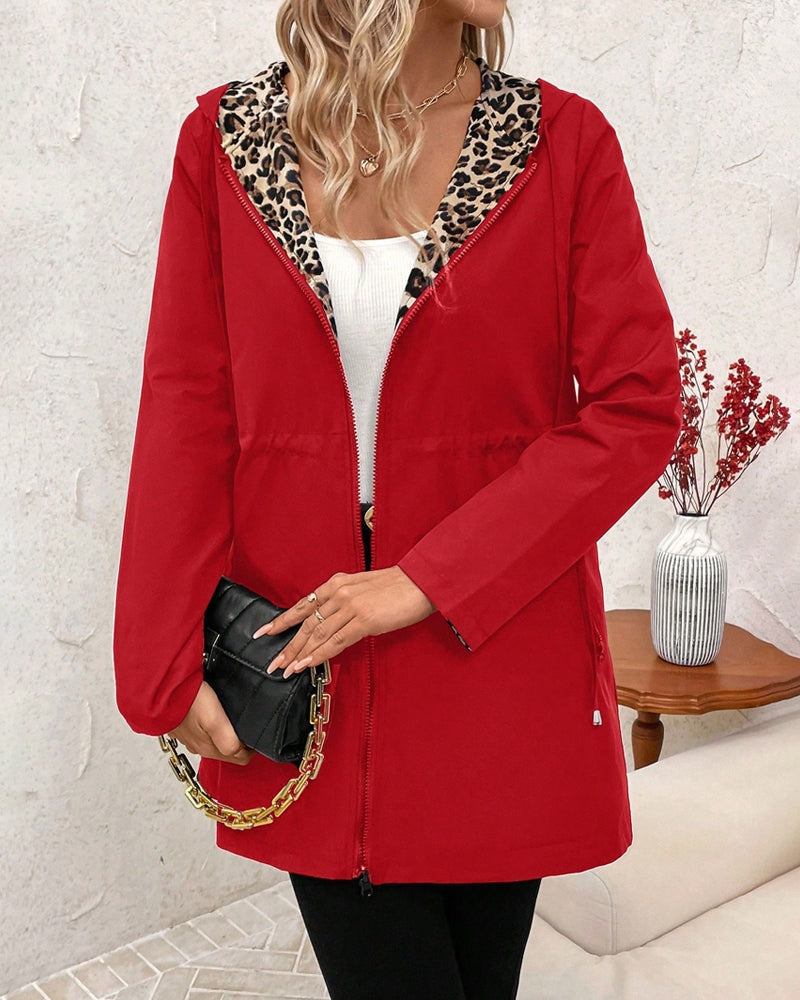 Willow | Reversible Leopard Print Waterproof Hooded Coat