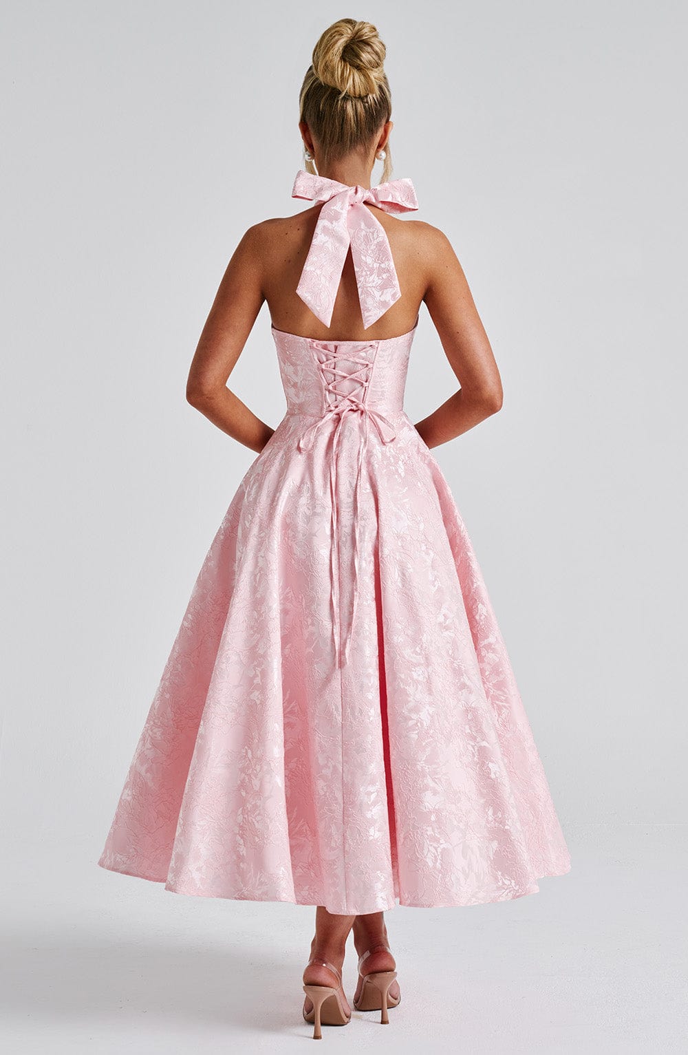 Delphine | Women's Halter Midi Wedding Guest Dress