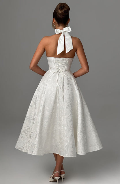 Delphine | Women's Halter Midi Wedding Guest Dress