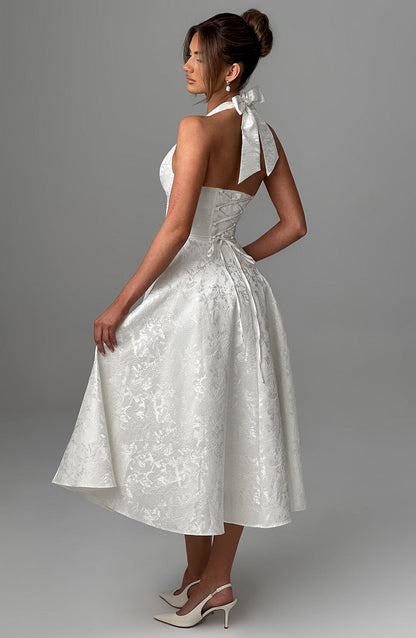 Delphine | Women's Halter Midi Wedding Guest Dress