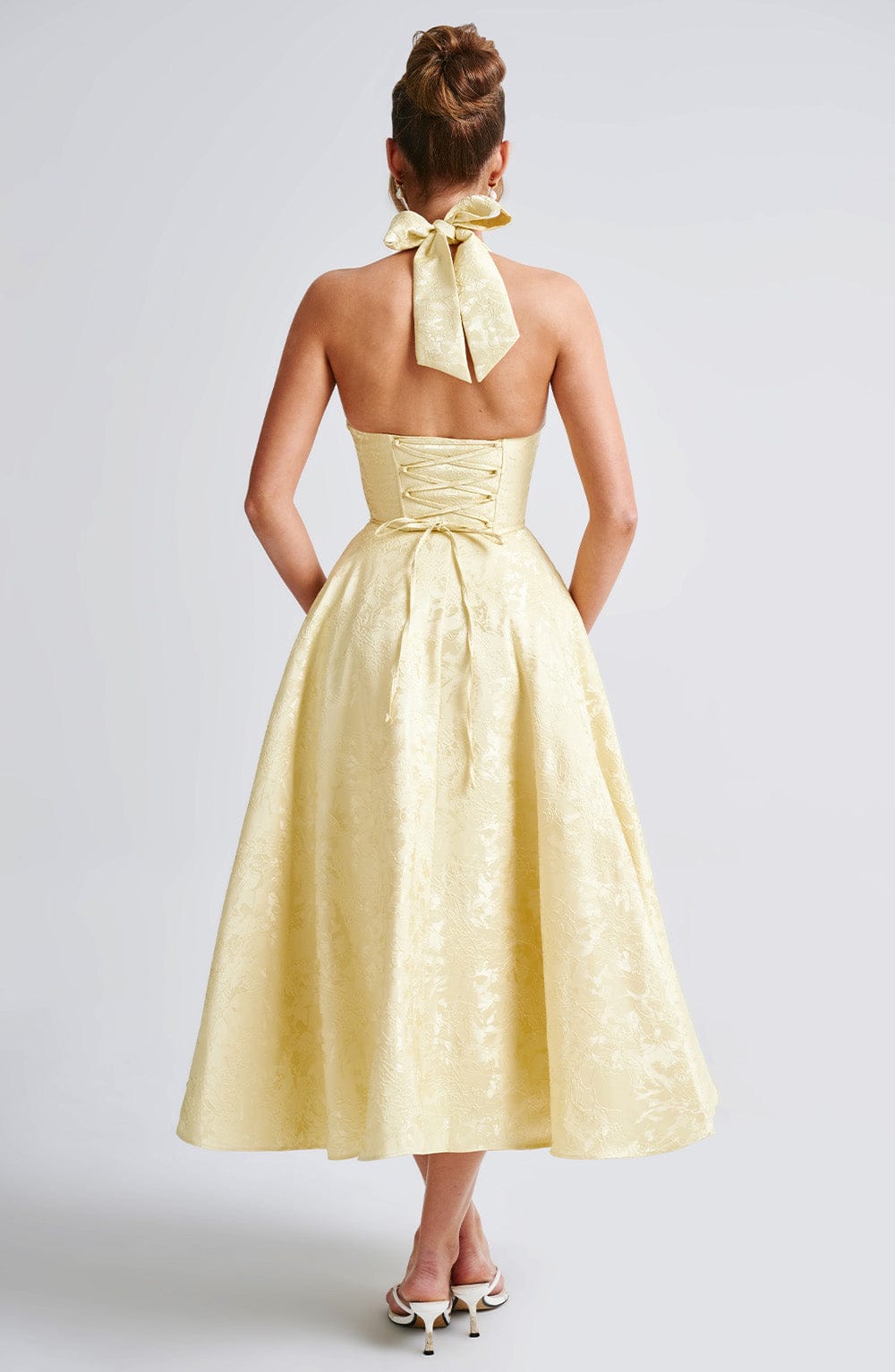 Delphine | Women's Halter Midi Wedding Guest Dress