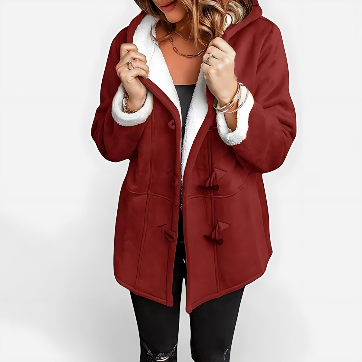 Daniela | Sherpa Lined Hooded Toggle Duffle Winter Coat