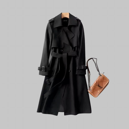 Gabriella | Belted Double Breasted Midi Trench Coat