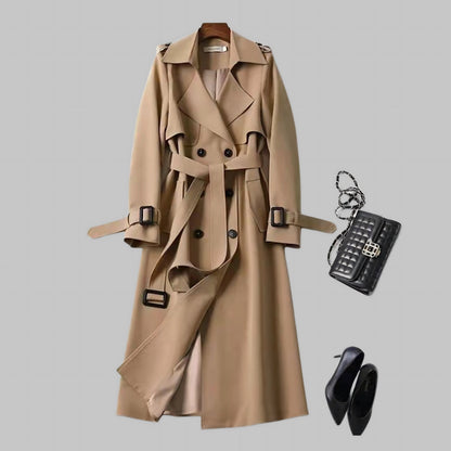 Gabriella | Belted Double Breasted Midi Trench Coat