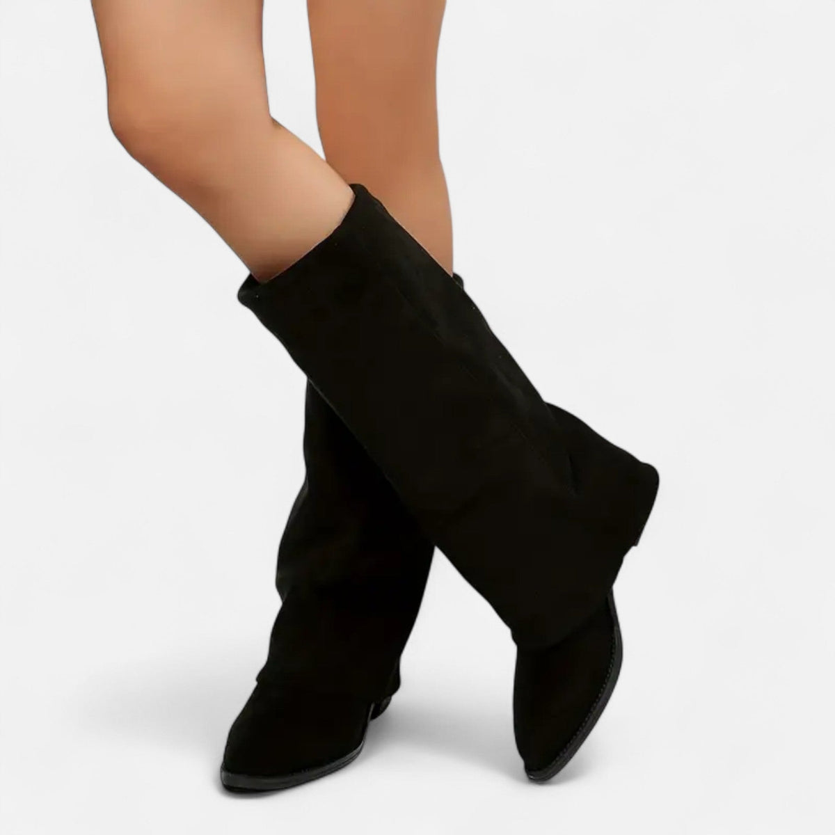 Verona | Foldover Suede Knee-High Block Heel Boots