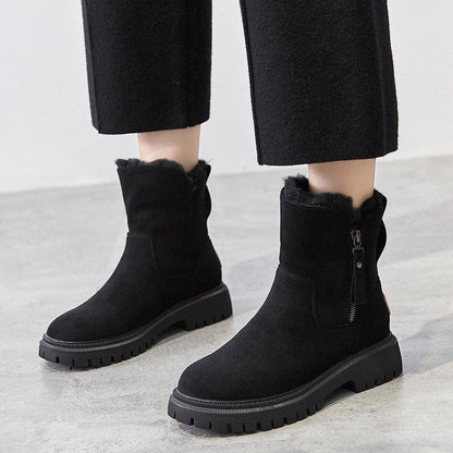 Sadie | Suede Fleece Lined Slip On Winter Ankle Boots