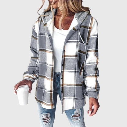 Parker | Relaxed Fit Plaid Hooded Button-Front Jacket
