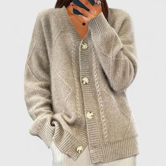 Solenyahh | V-Neck Button Closure Winter Cardigan
