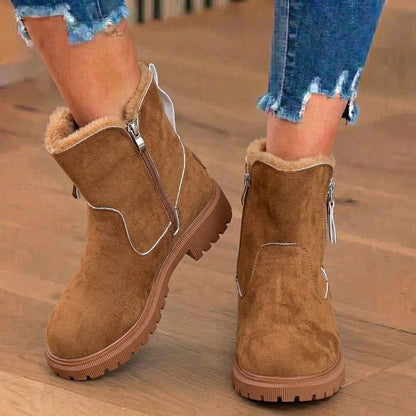 Kirsty | Fur Trim Faux Suede Chunky Sole Ankle Boots