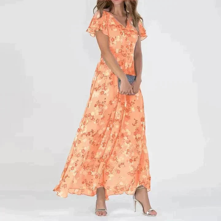 Scarlett | Floral V-Neck Tailored Fit Maxi Dress