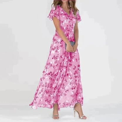 Scarlett | Floral V-Neck Tailored Fit Maxi Dress