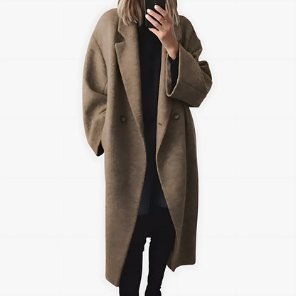 Diana | Double Breasted Oversized Longline Wool Overcoat