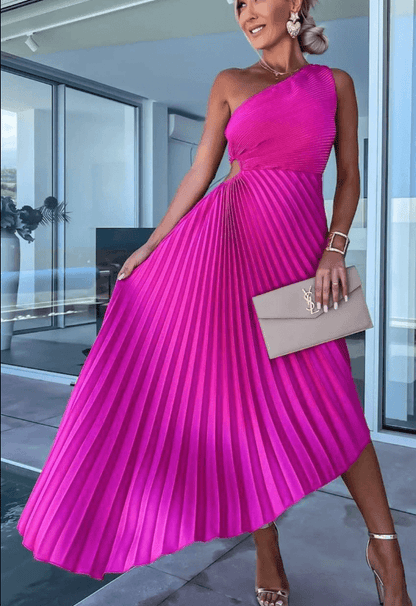 Willow | Women's One-Shoulder Pleated Maxi Wedding Guest Dress