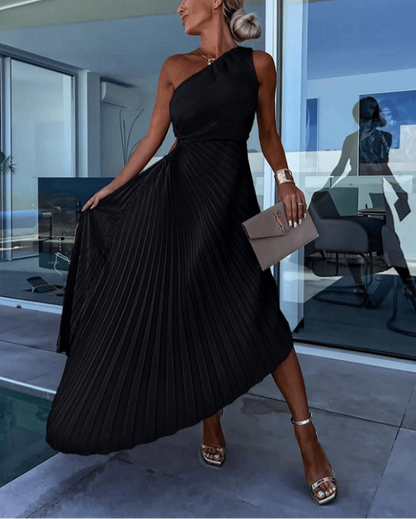 Willow | Women's One-Shoulder Pleated Maxi Wedding Guest Dress