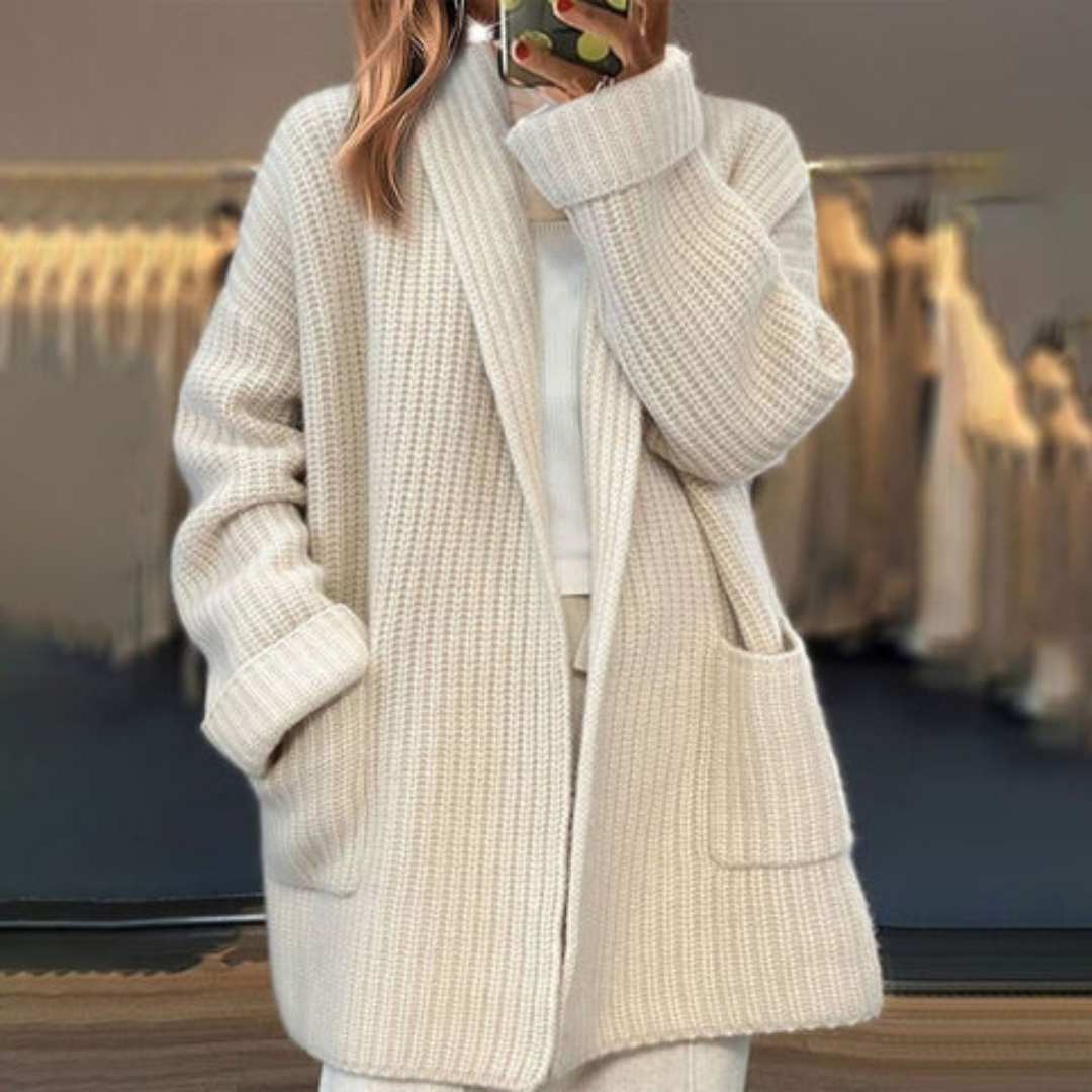 Hallie | Shawl Collar Open Front Chunky Knit Cardigan