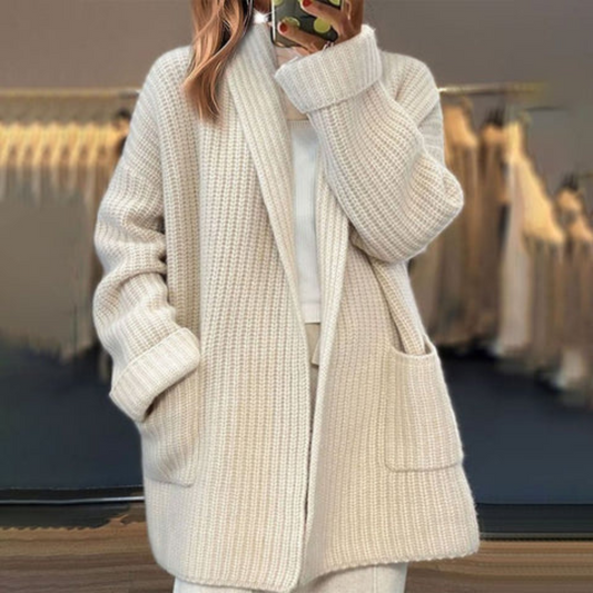 Hallie | Shawl Collar Open Front Chunky Knit Cardigan