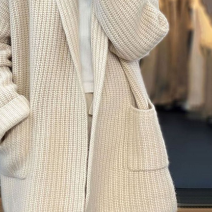 Hallie | Shawl Collar Open Front Chunky Knit Cardigan