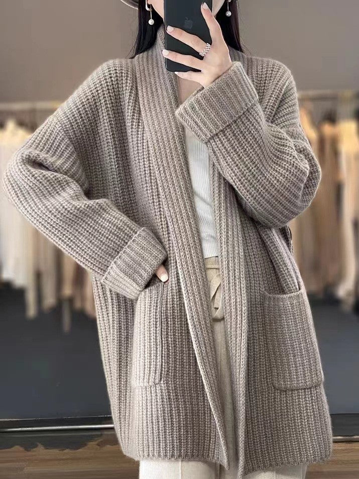 Hallie | Shawl Collar Open Front Chunky Knit Cardigan