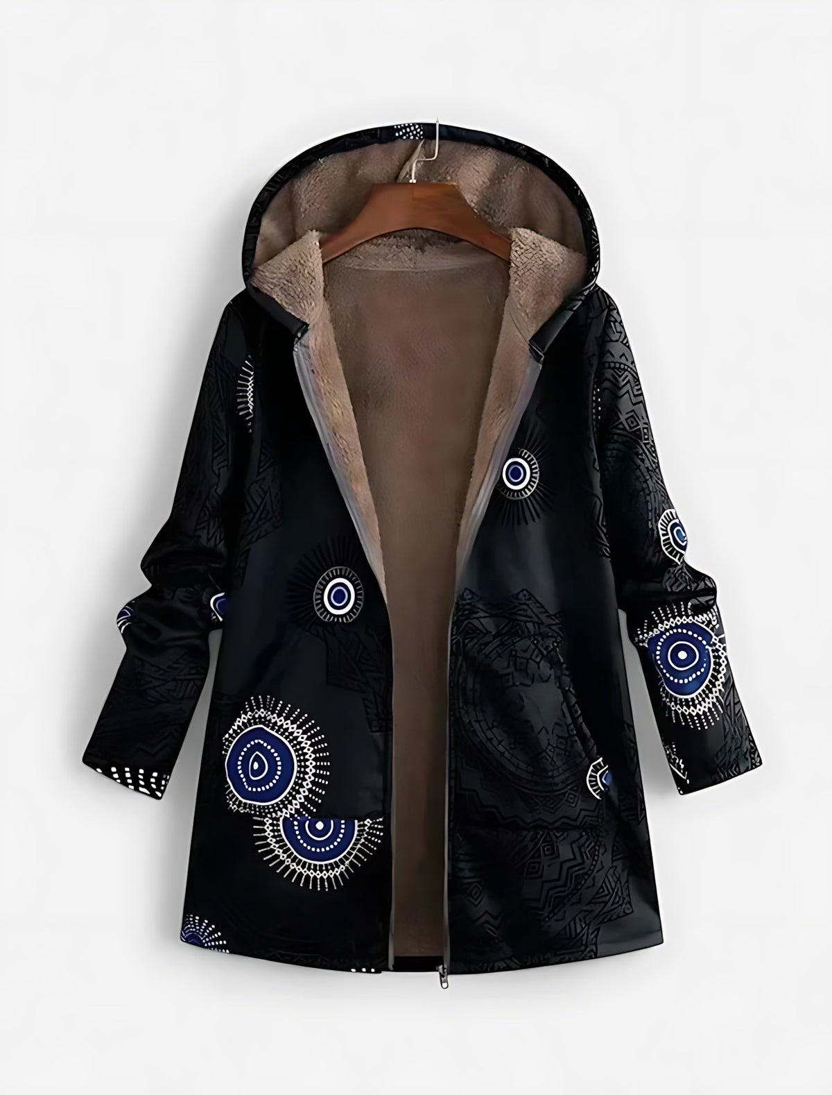 Lara | Boho Sherpa Lined Hooded Zip Winter Coat