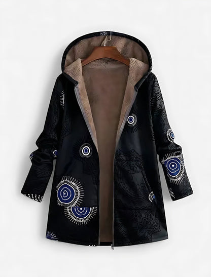 Lara | Boho Sherpa Lined Hooded Zip Winter Coat