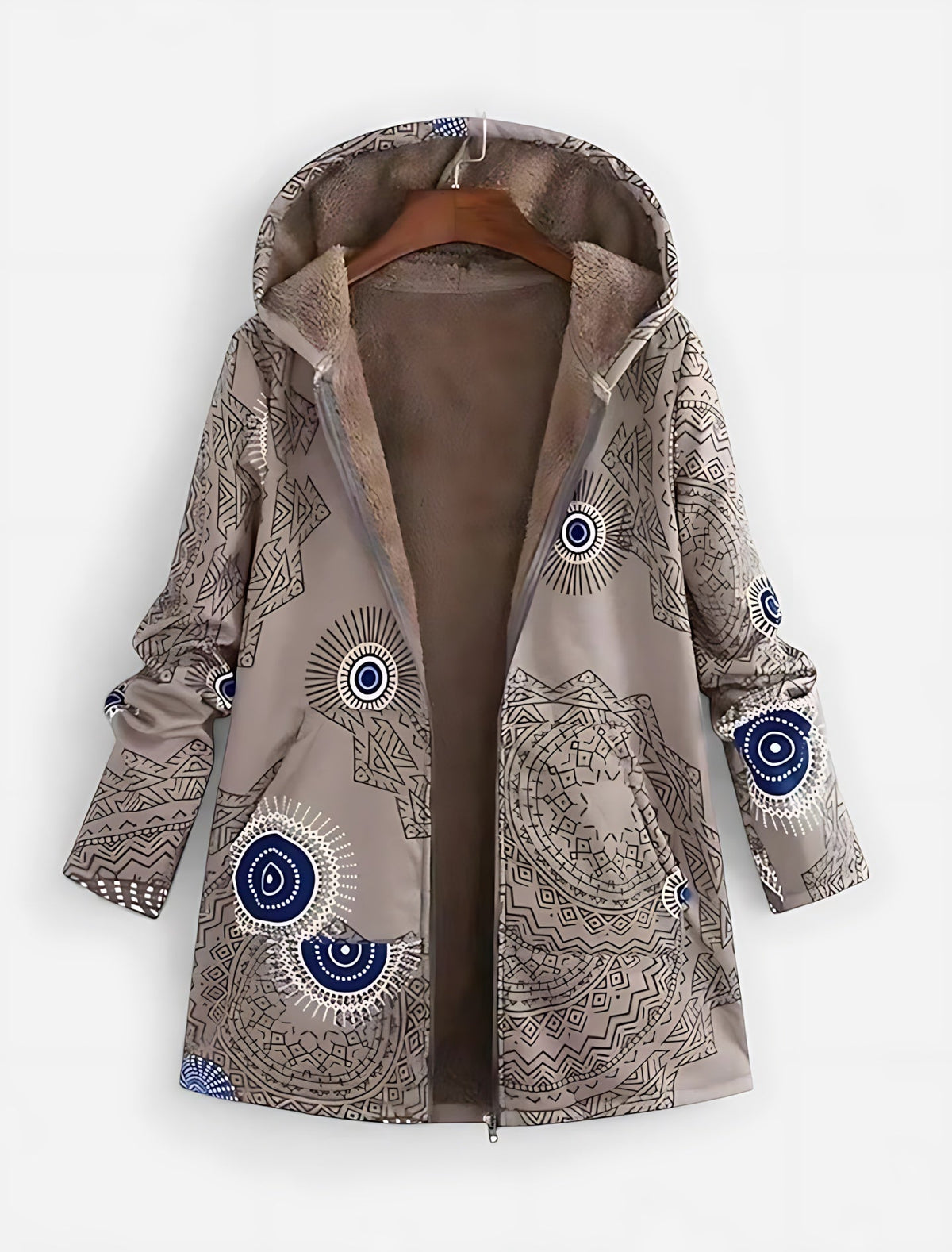 Lara | Boho Sherpa Lined Hooded Zip Winter Coat