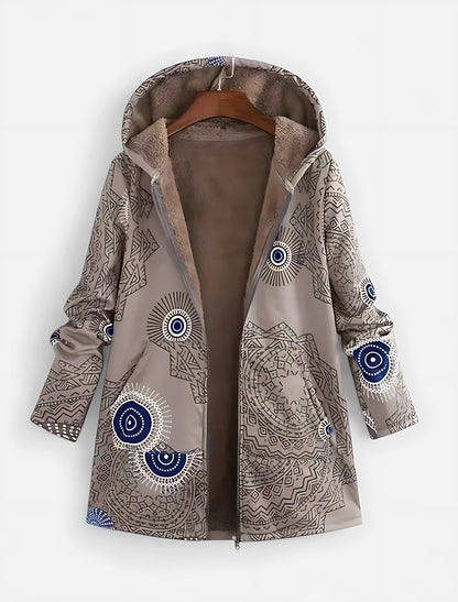 Lara | Boho Sherpa Lined Hooded Zip Winter Coat