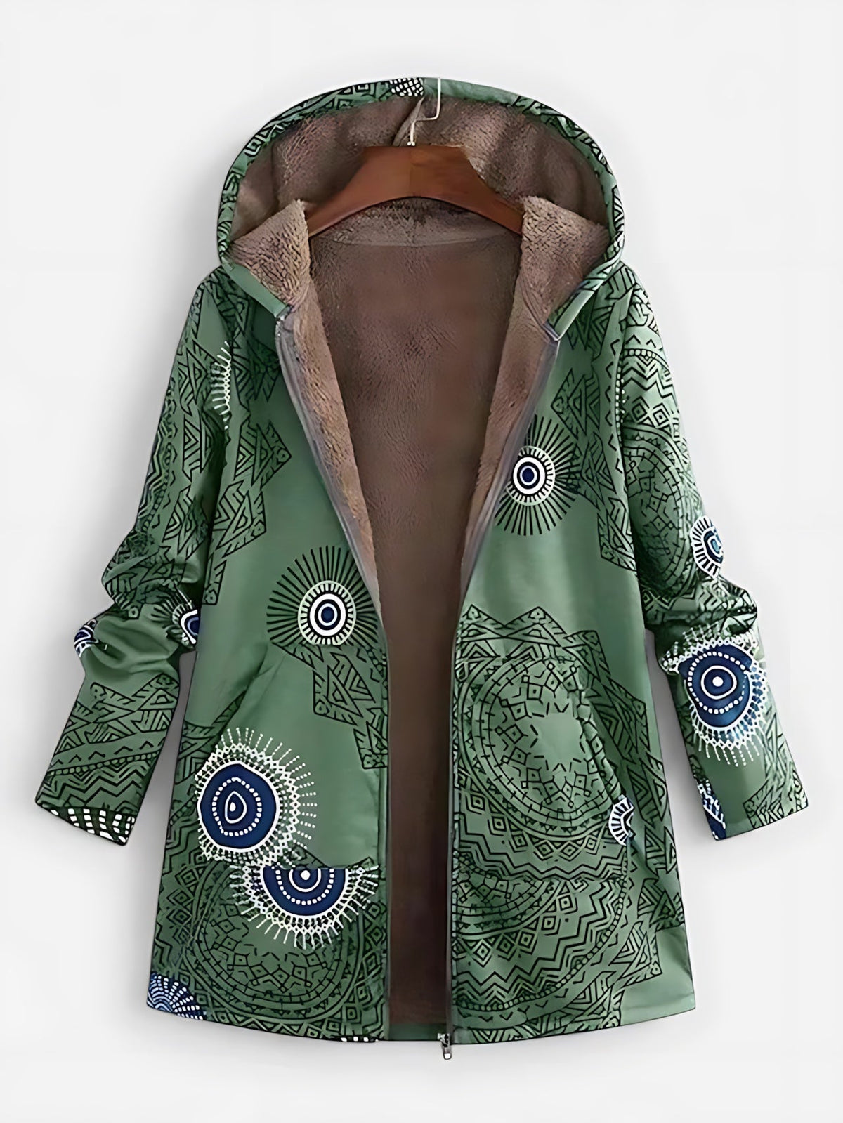 Lara | Boho Sherpa Lined Hooded Zip Winter Coat