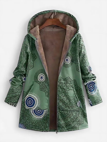 Lara | Boho Sherpa Lined Hooded Zip Winter Coat