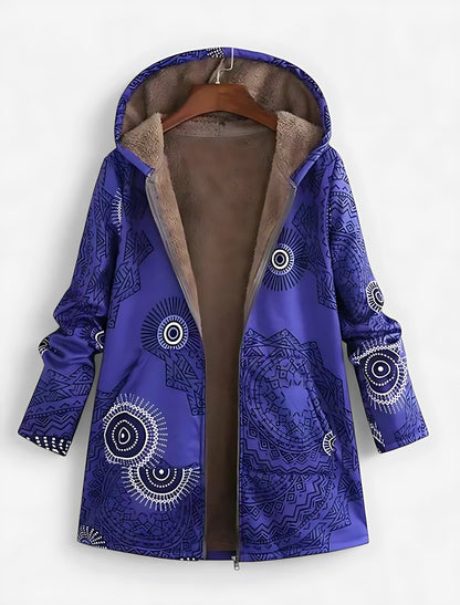 Lara | Boho Sherpa Lined Hooded Zip Winter Coat