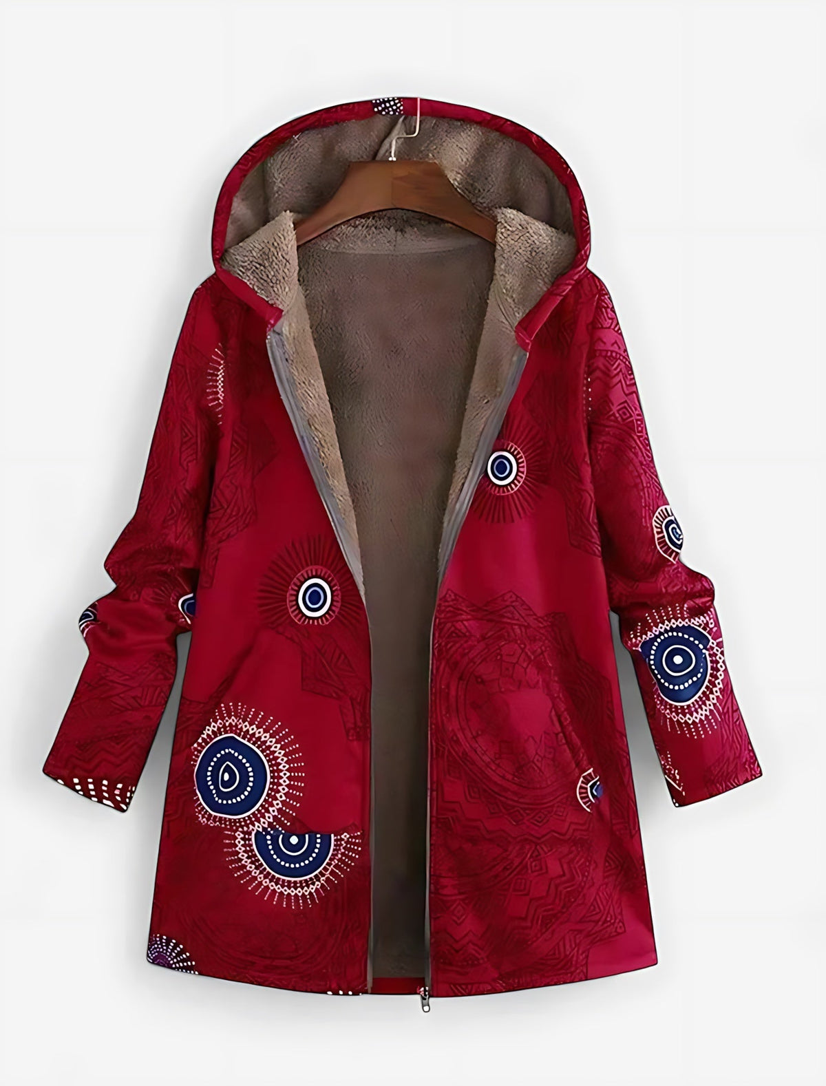 Lara | Boho Sherpa Lined Hooded Zip Winter Coat