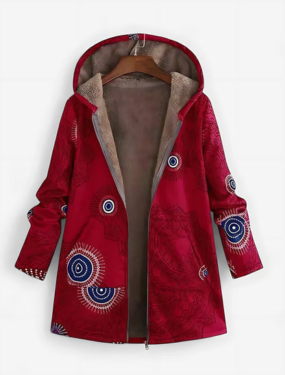 Lara | Boho Sherpa Lined Hooded Zip Winter Coat