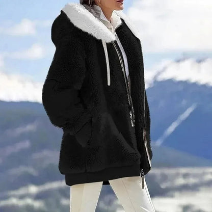 Aurora | Fitted Colour-Block Teddy Fleece Hooded Jacket
