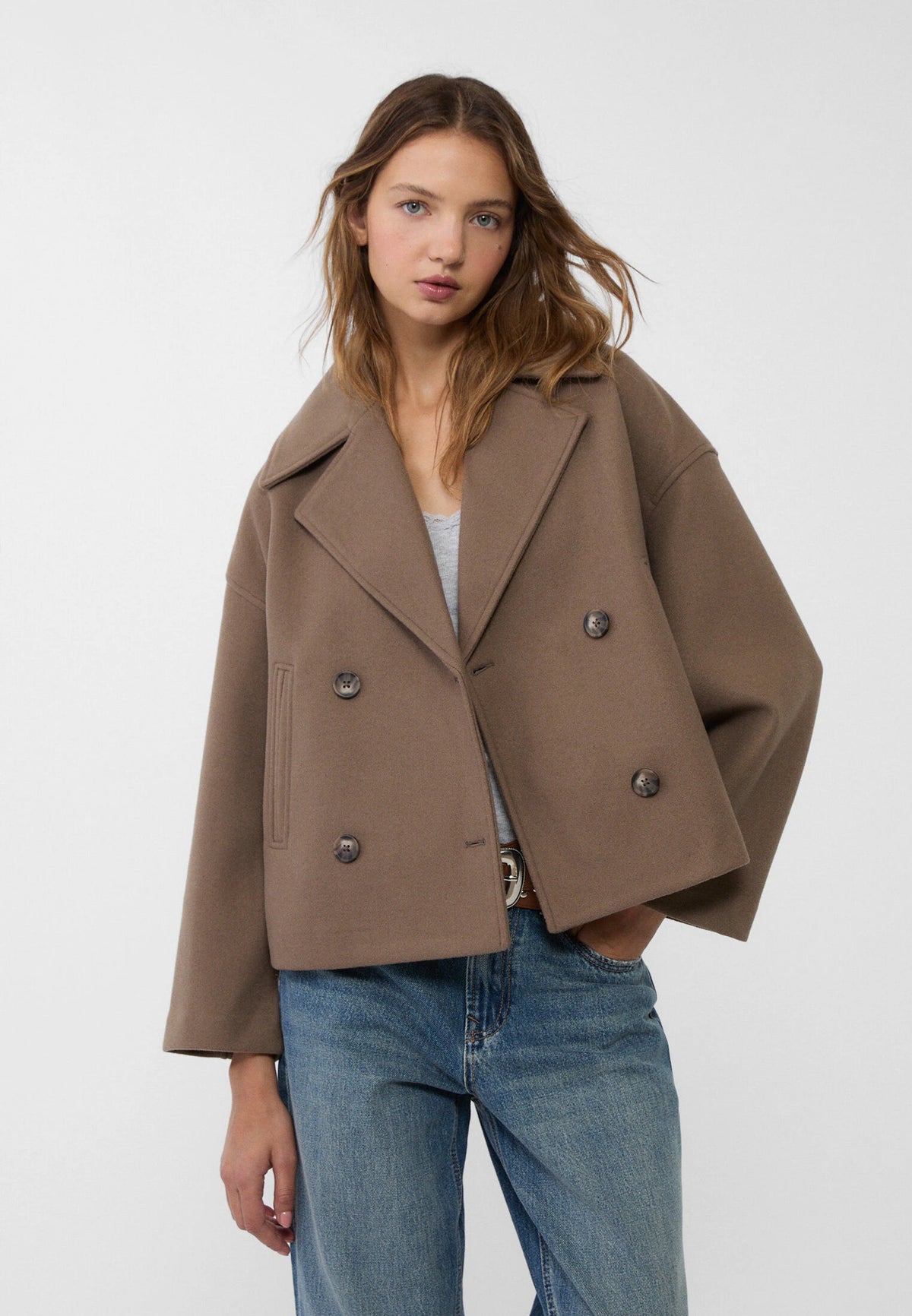 Leonie | Double-Breasted Wool Blend Cropped Jacket