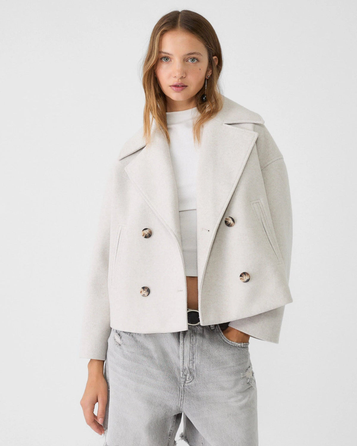 Leonie | Double-Breasted Wool Blend Cropped Jacket