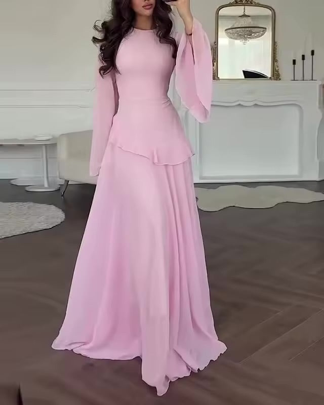 Olivia | Wedding Guest Tiered Maxi Dress with Bell Sleeves
