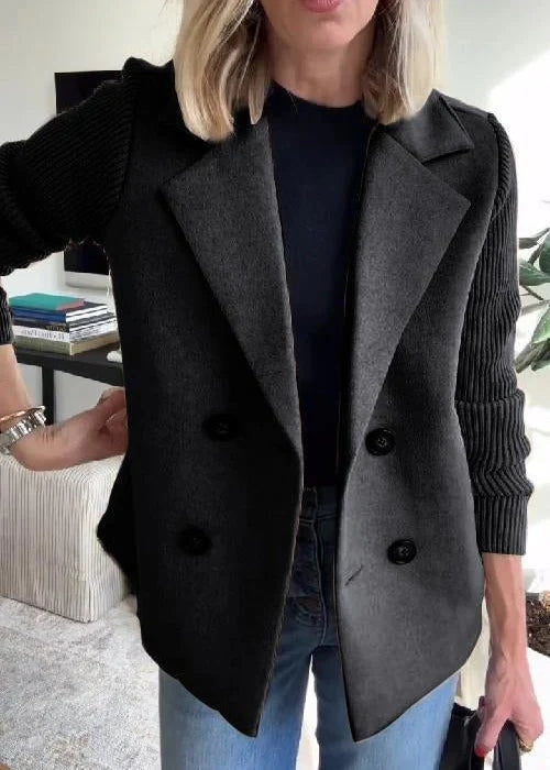 Marin | Double-Breasted Blazer Coat with Knit Sleeves